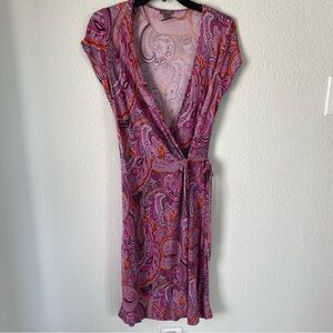 Ann Taylor Faux Wrap Dress Paisley Print Size 4